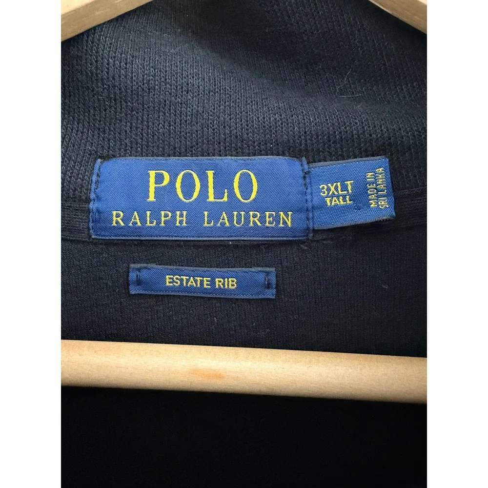 Polo Ralph Lauren Estate Rib Mens 3XLT Tall Black Quarter Zip Pullover Sweater
